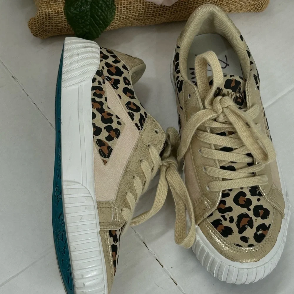 Malibu Beige and Leopard Print Sneakers